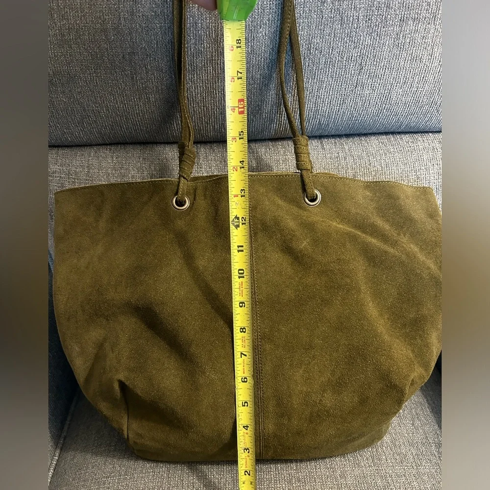 Olive Suede Tote Bag - Picture 5 of 6